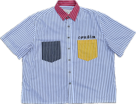 Cousin Striped Mechanic Button